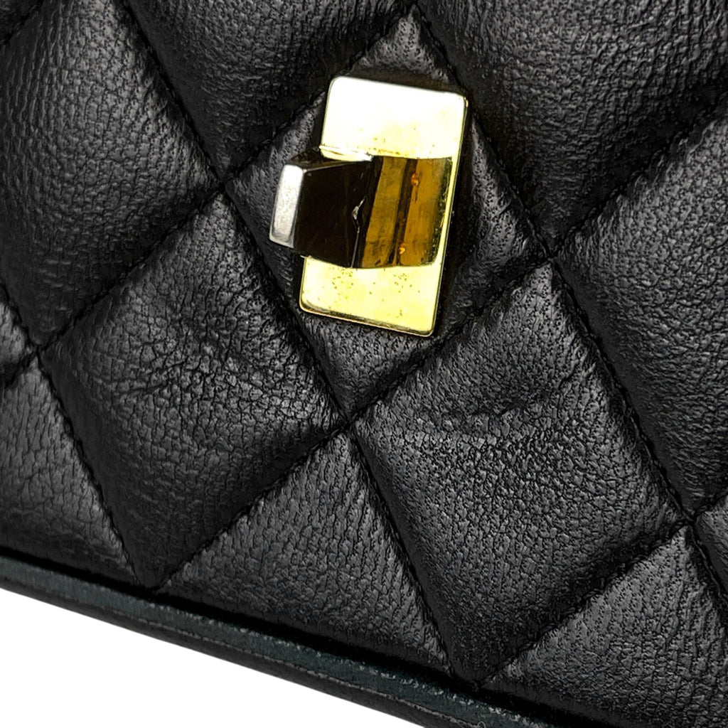 シャネル マトラッセ Wフラップ チェーン ショルダーバッグ ココマーク ショルダーバッグ レザー ブラック レディース 【中古】brbag