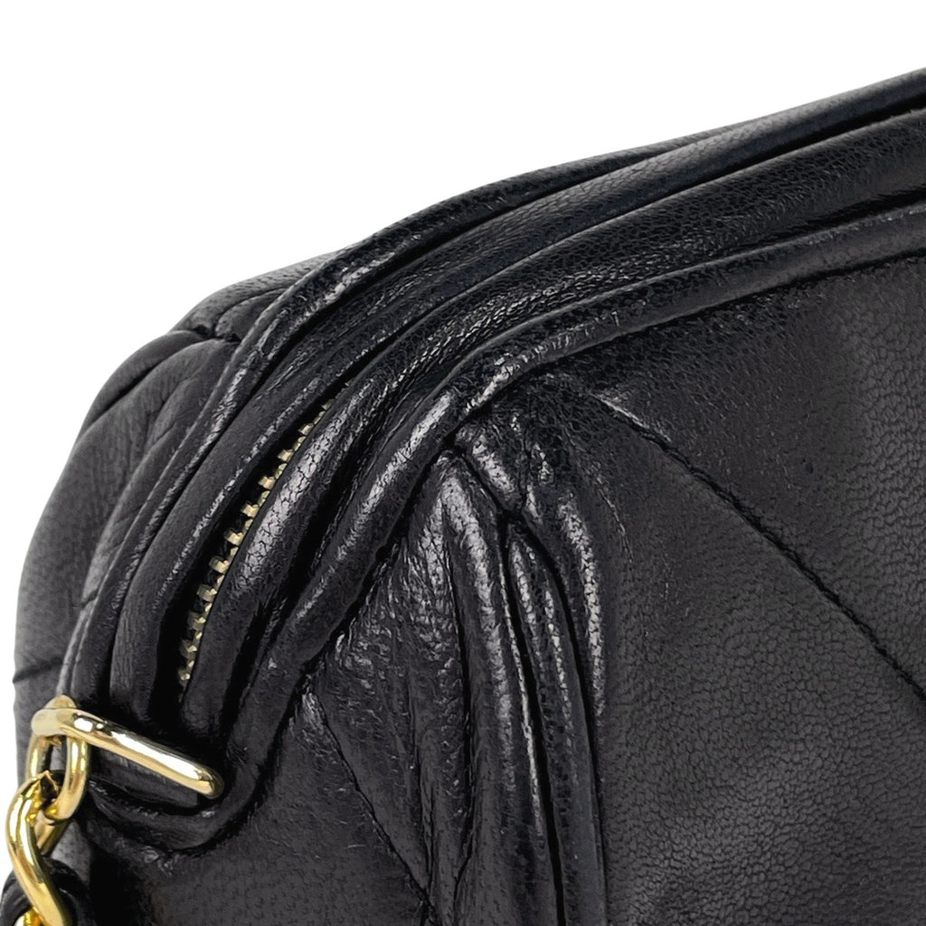 シャネル ココマーク フリンジ チェーン ショルダーバッグ マトラッセ 斜め掛け タッセル ショルダーバッグ レザー ブラック レディース 【中古】brbag