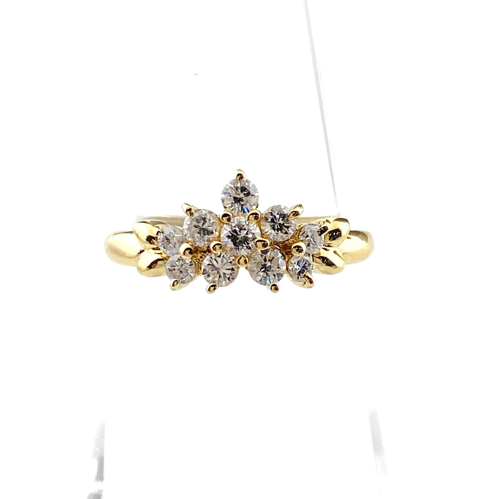 メレダイヤ デザインリング YG イエローゴールド ペンダント リング 10.5号 K18 ダイヤモンド レディース 【中古】nbjwl