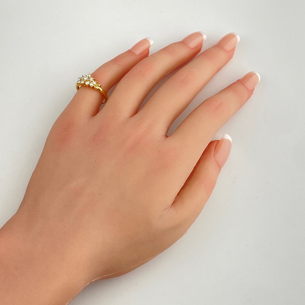 メレダイヤ デザインリング YG イエローゴールド ペンダント リング 10.5号 K18 ダイヤモンド レディース 【中古】nbjwl