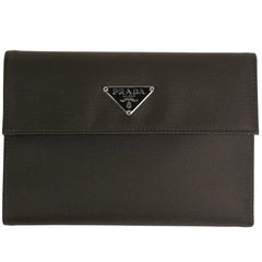 プラダ ロゴプレート 三つ折り財布 小銭入れ 札入れ 三つ折り財布 ナイロン ダークブラウン M510 レディース 【中古】brbag