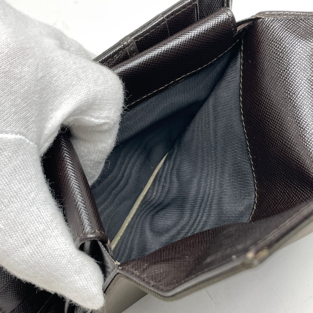 プラダ ロゴプレート 三つ折り財布 小銭入れ 札入れ 三つ折り財布 ナイロン ダークブラウン M510 レディース 【中古】brbag