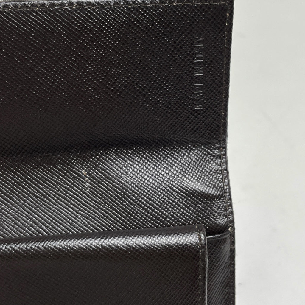 プラダ ロゴプレート 三つ折り財布 小銭入れ 札入れ 三つ折り財布 ナイロン ダークブラウン M510 レディース 【中古】brbag