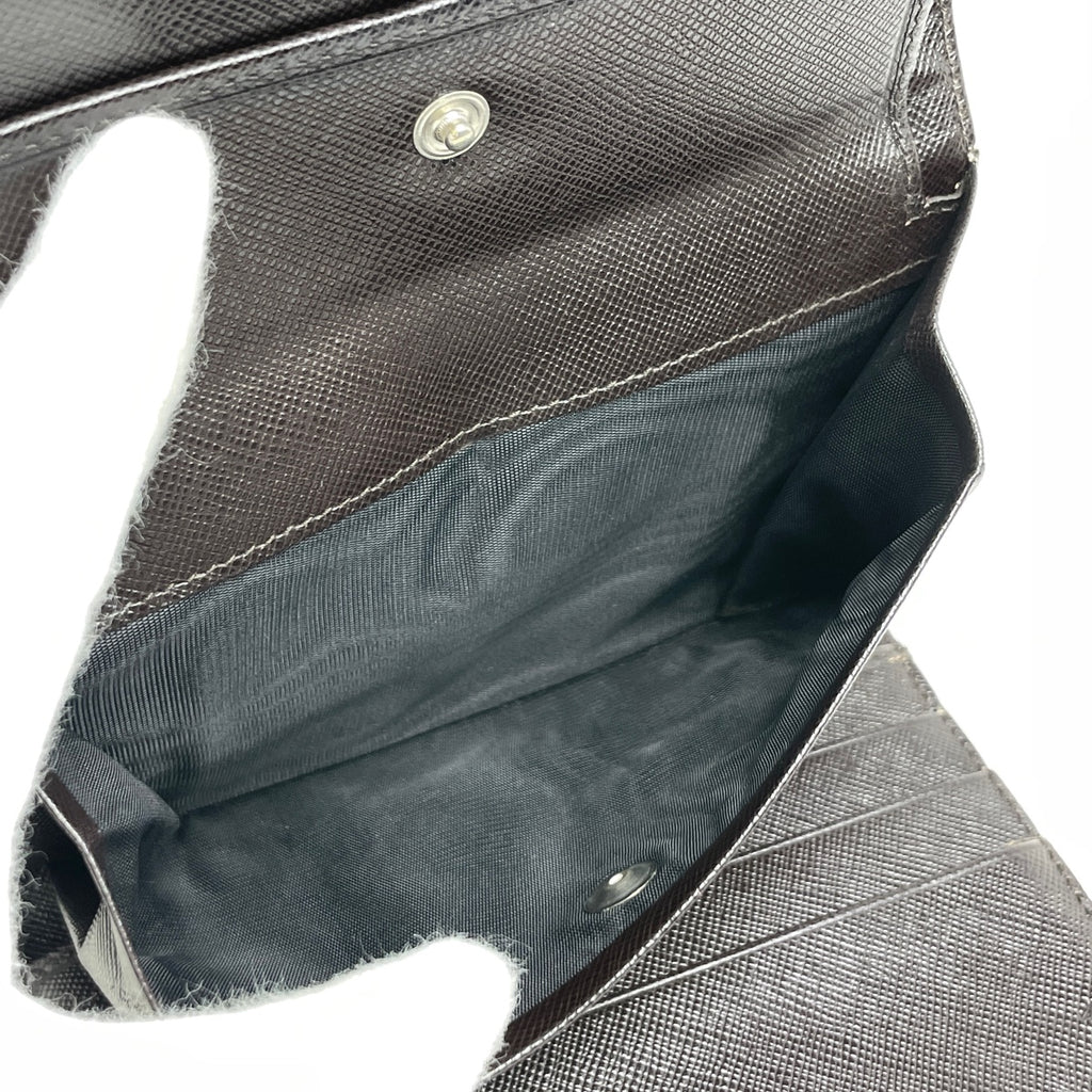 プラダ ロゴプレート 三つ折り財布 小銭入れ 札入れ 三つ折り財布 ナイロン ダークブラウン M510 レディース 【中古】brbag