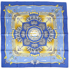 エルメス カレ 90 RAILING 船の手摺 スカーフ スカーフ シルク ブルー マルチカラー レディース 【中古】brbag