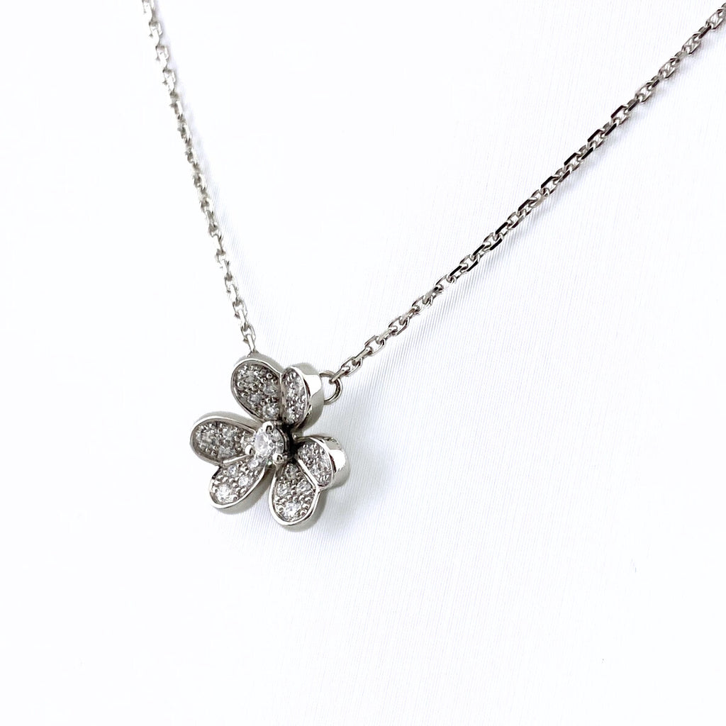 ヴァンクリーフ＆アーペル フリヴォル ミニ ネックレス メレダイヤ ペンダント ネックレス 750 ダイヤモンド レディース 【中古】brjwl