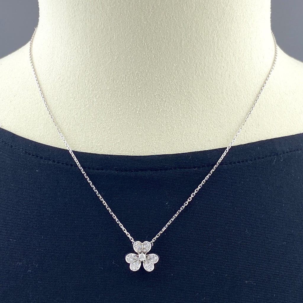 ヴァンクリーフ＆アーペル フリヴォル ミニ ネックレス メレダイヤ ペンダント ネックレス 750 ダイヤモンド レディース 【中古】brjwl