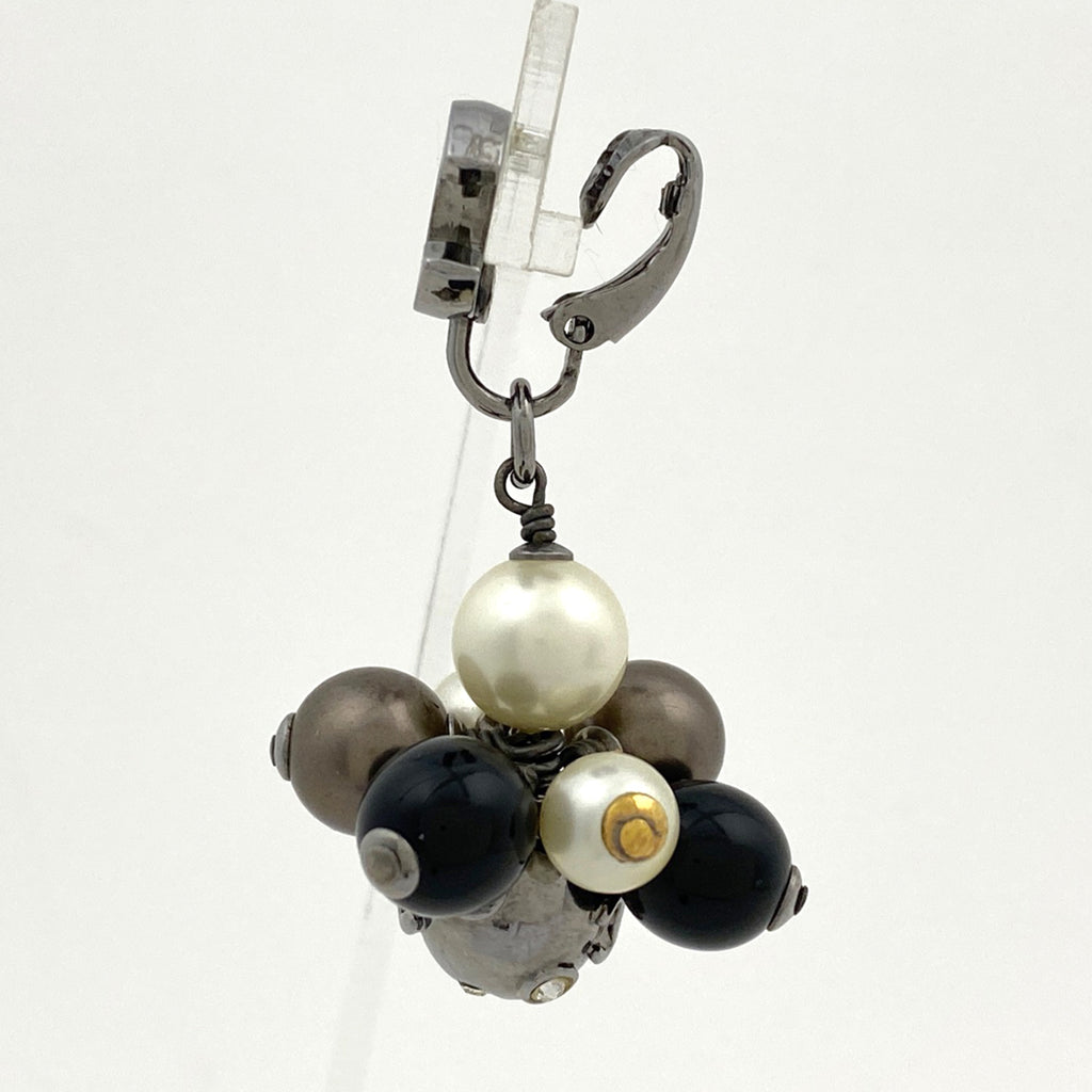 シャネル ココマーク フェイクパール イヤリング スイング イヤリング シルバーメッキ ラインストーン シルバー ホワイト ブラック レディース 【中古】bracc