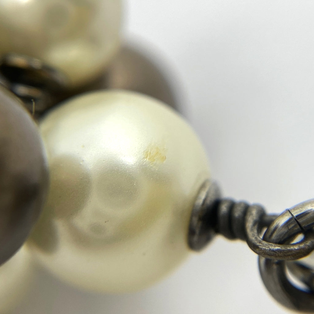 シャネル ココマーク フェイクパール イヤリング スイング イヤリング シルバーメッキ ラインストーン シルバー ホワイト ブラック レディース 【中古】bracc