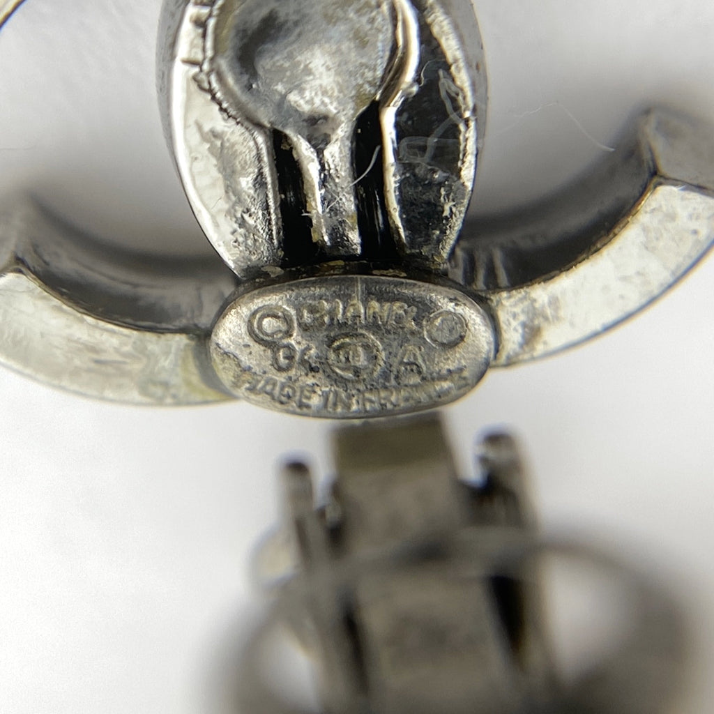 シャネル ココマーク フェイクパール イヤリング スイング イヤリング シルバーメッキ ラインストーン シルバー ホワイト ブラック レディース 【中古】bracc