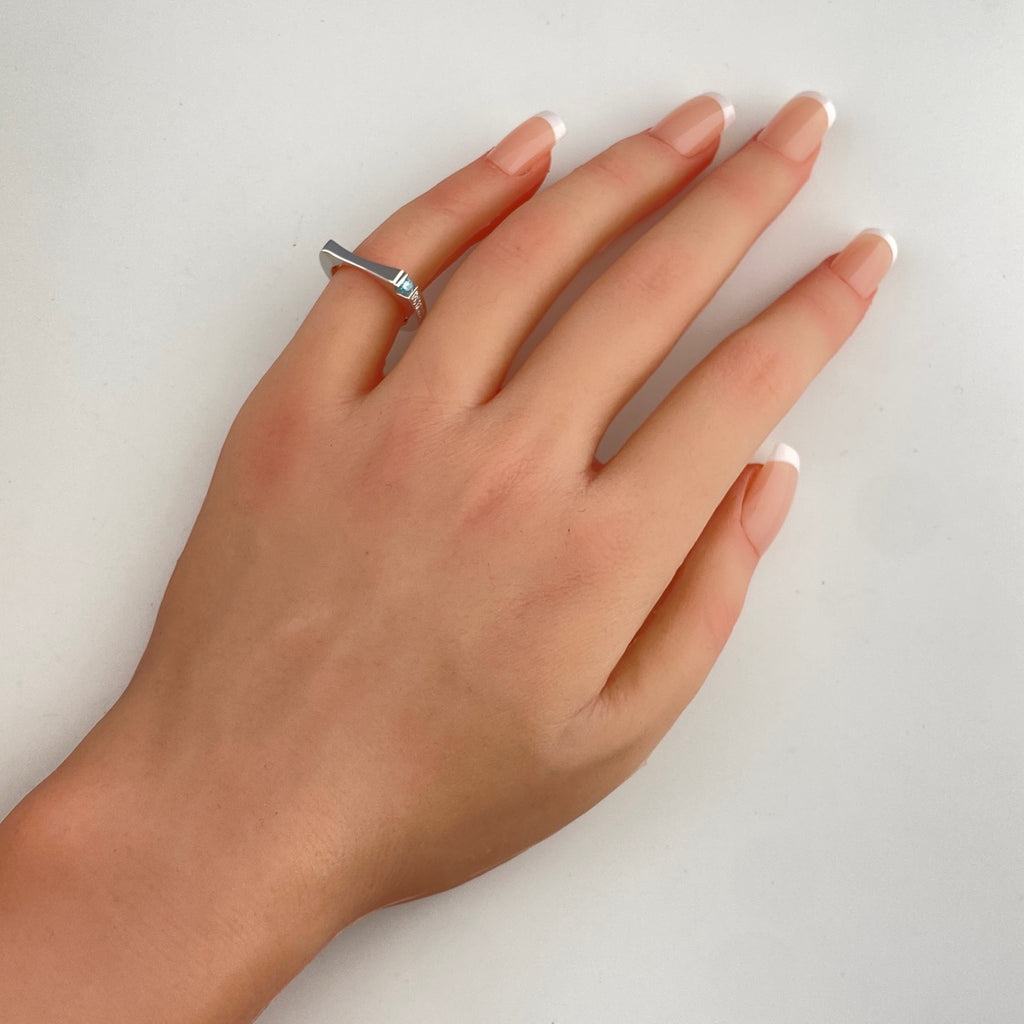 ダイヤモンド デザインリング WG ホワイトゴールド 指輪 メレダイヤ トリートメントダイヤ リング 8号 K18 WG ダイヤモンド レディース 【中古】nbjwl