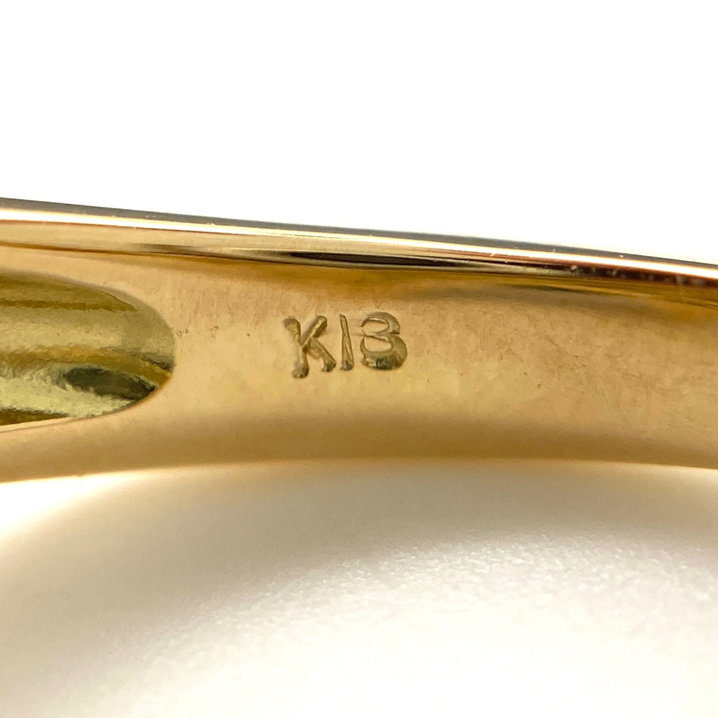 フラワーモチーフ デザインリング YG イエローゴールド メレダイヤ 指輪 リング 8号 K18 ダイヤモンド レディース 【中古】nbjwl