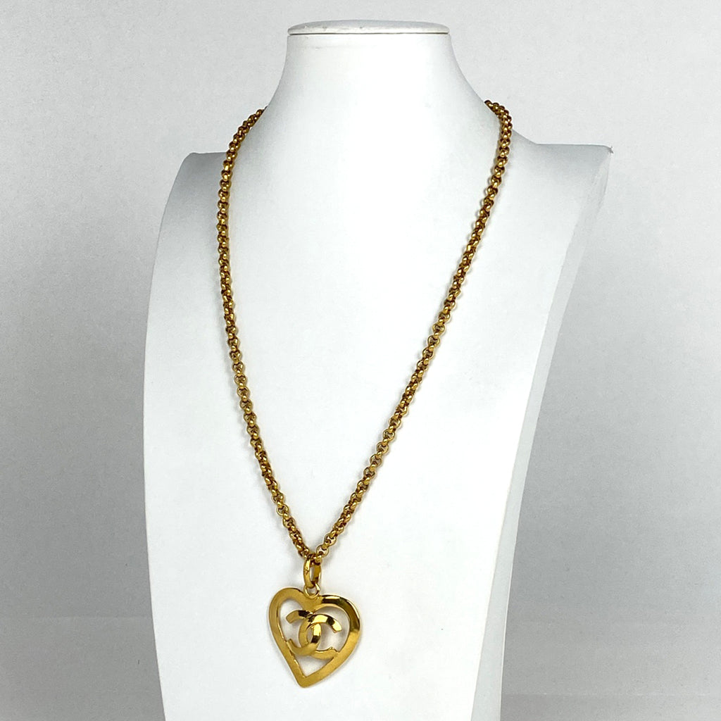 シャネル ココマーク ハートモチーフ ネックレス チェーン ネックレス GP ゴールド レディース 【中古】bracc