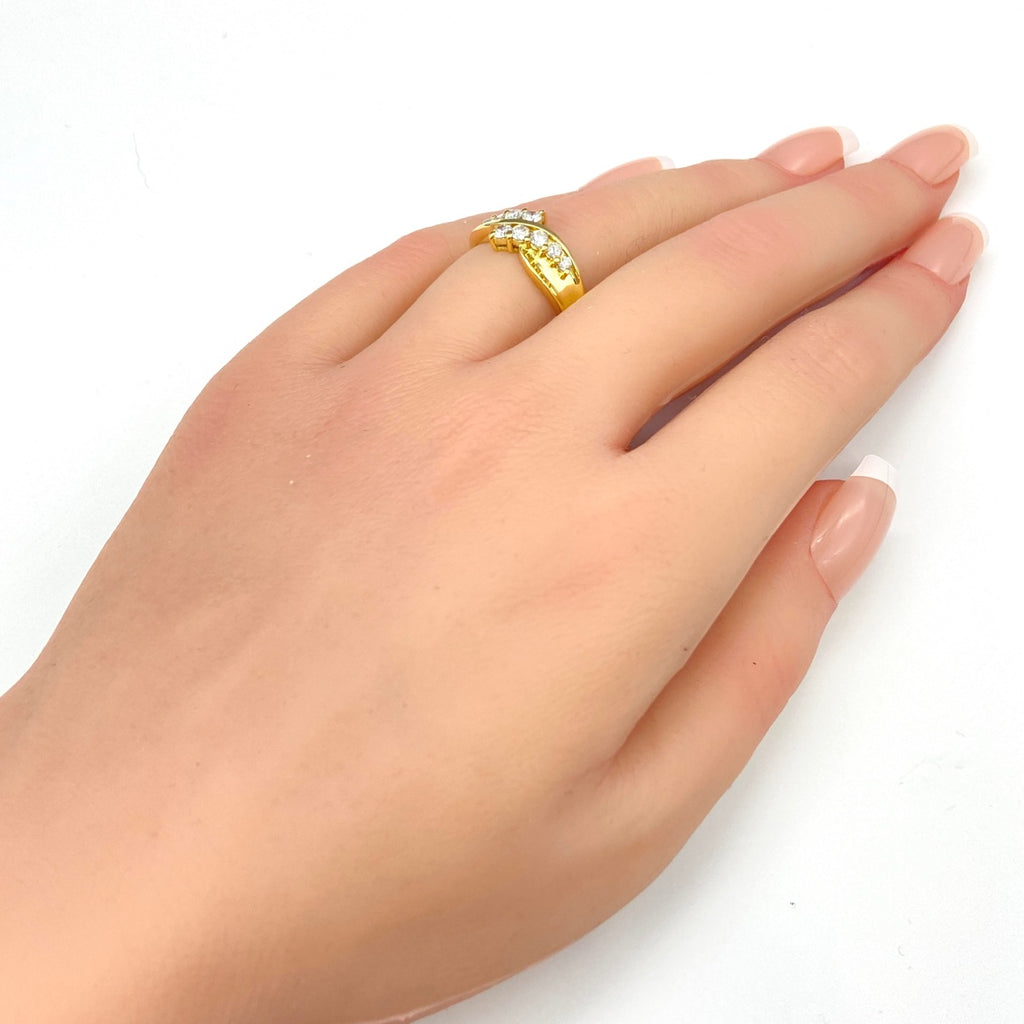 メレダイヤ デザインリング YG イエローゴールド 指輪 リング 12.5号 K18 ダイヤモンド レディース 【中古】nbjwl