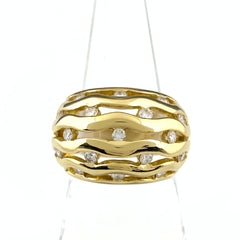 ポンテヴェキオ メレダイヤ デザインリング YG イエローゴールド 指輪 リング 15.5号 750 ダイヤモンド レディース 【中古】brjwl