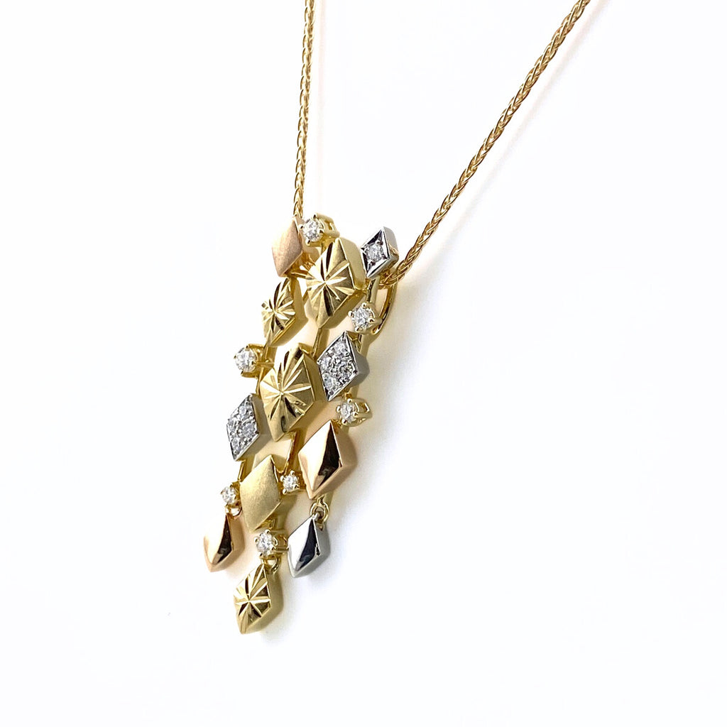 タサキ メレダイヤ デザインネックレス YG イエローゴールド ペンダント ネックレス K18 Pt900 ダイヤモンド レディース 【中古】brjwl