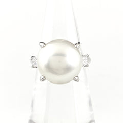 パール デザインリング プラチナ 指輪 メレダイヤ 真珠 リング 11.5号 Pt900 パール ダイヤモンド レディース 【中古】nbjwl