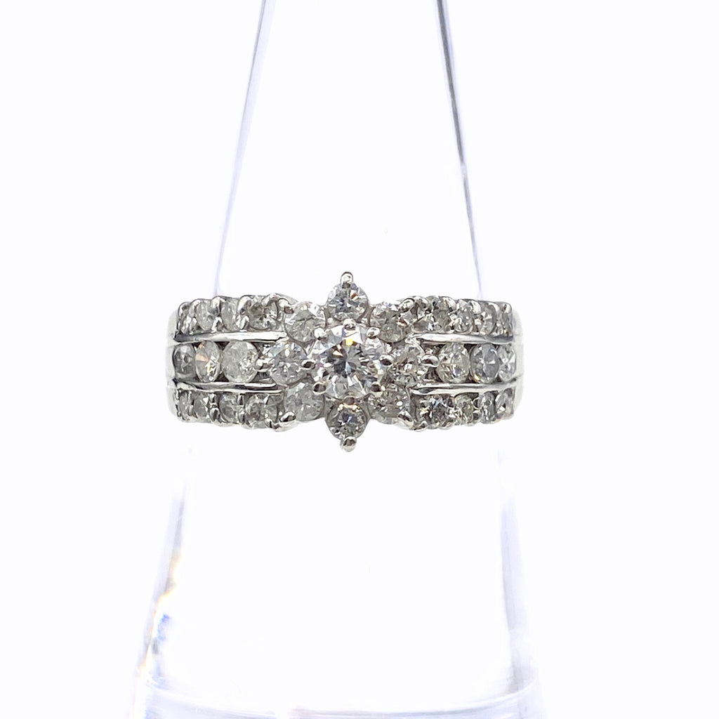 メレダイヤ デザインリング プラチナ 指輪 リング 14号 Pt900 ダイヤモンド レディース 【中古】nbjwl