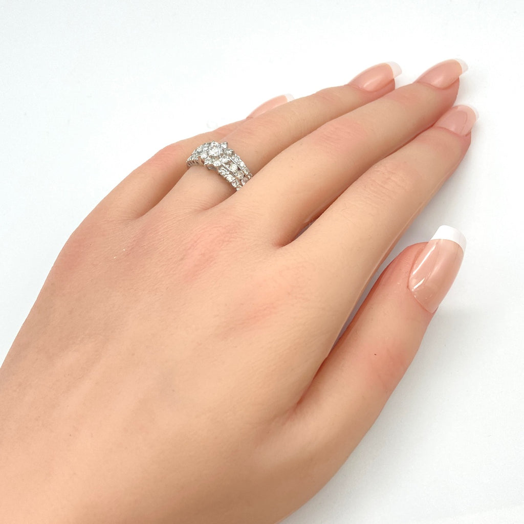 メレダイヤ デザインリング プラチナ 指輪 リング 14号 Pt900 ダイヤモンド レディース 【中古】nbjwl