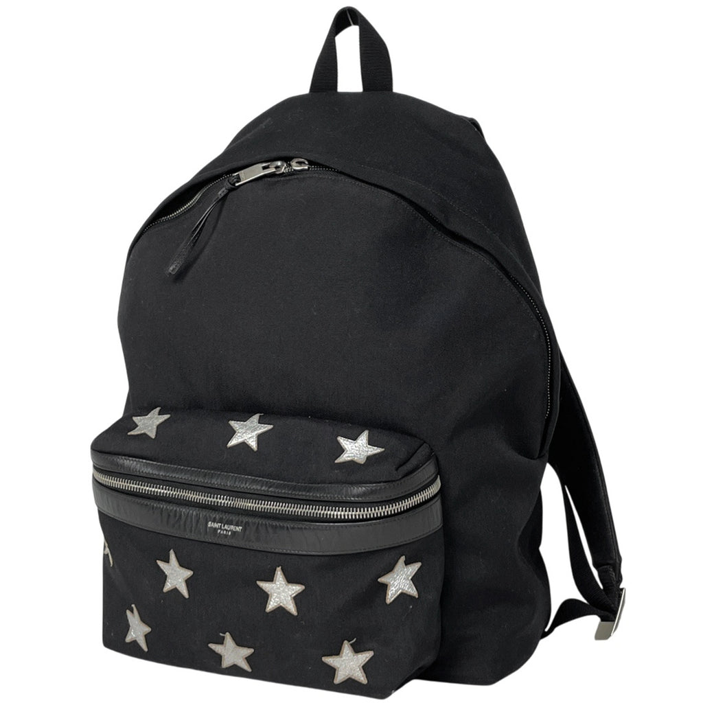 サンローランパリ ロゴ リュックサック 星 スター バックパック デイパック リュック キャンバス ブラック レディース 【中古】brbag