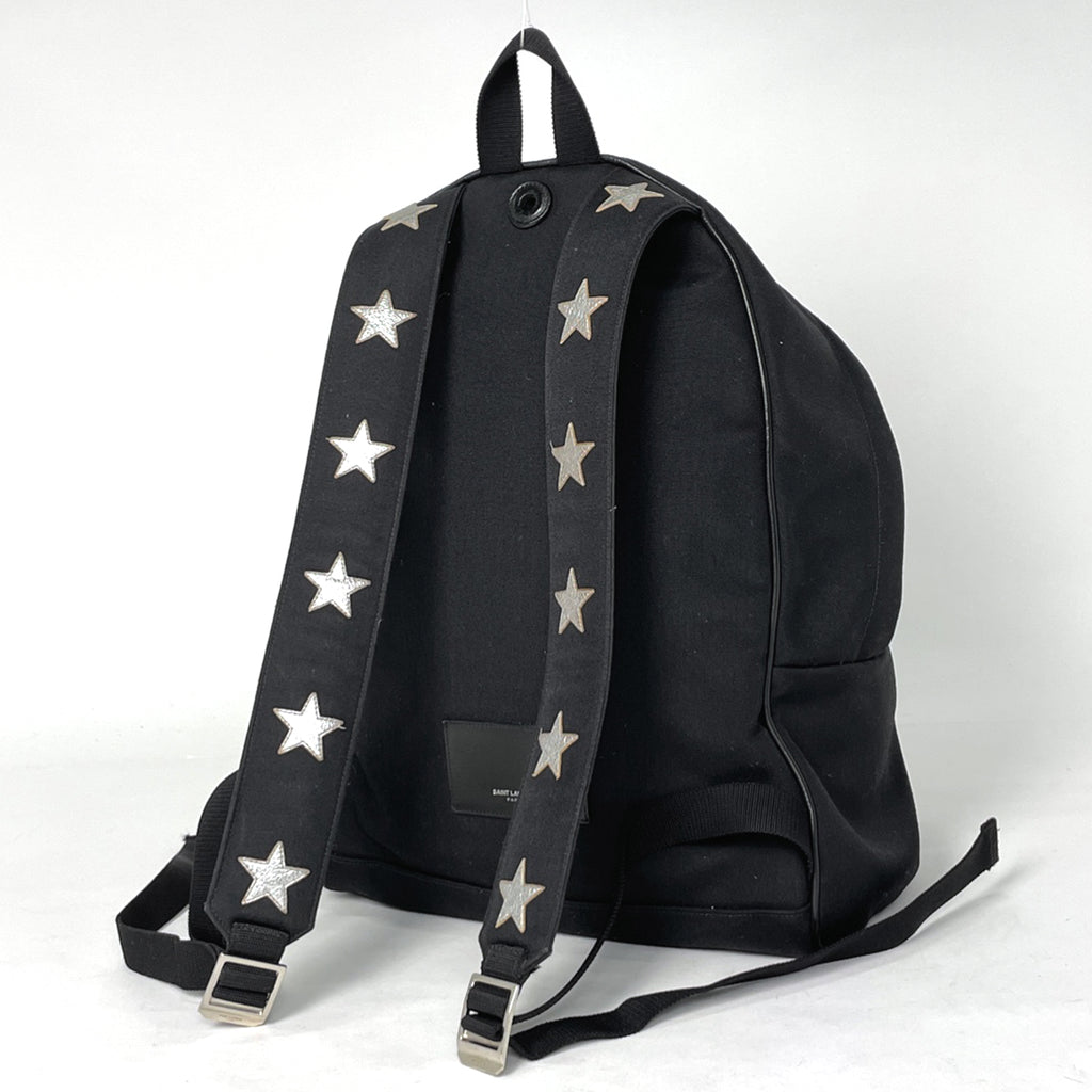 サンローランパリ ロゴ リュックサック 星 スター バックパック デイパック リュック キャンバス ブラック レディース 【中古】brbag