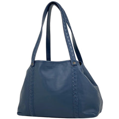 ボッテガヴェネタ イントレチャート トートバッグ 肩掛け トートバッグ レザー ブルー レディース 【中古】brbag