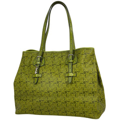 セリーヌ ロゴ トートバッグ 馬車柄 総柄 サルキー トートバッグ コーティングキャンバス グリーン レディース 【中古】brbag