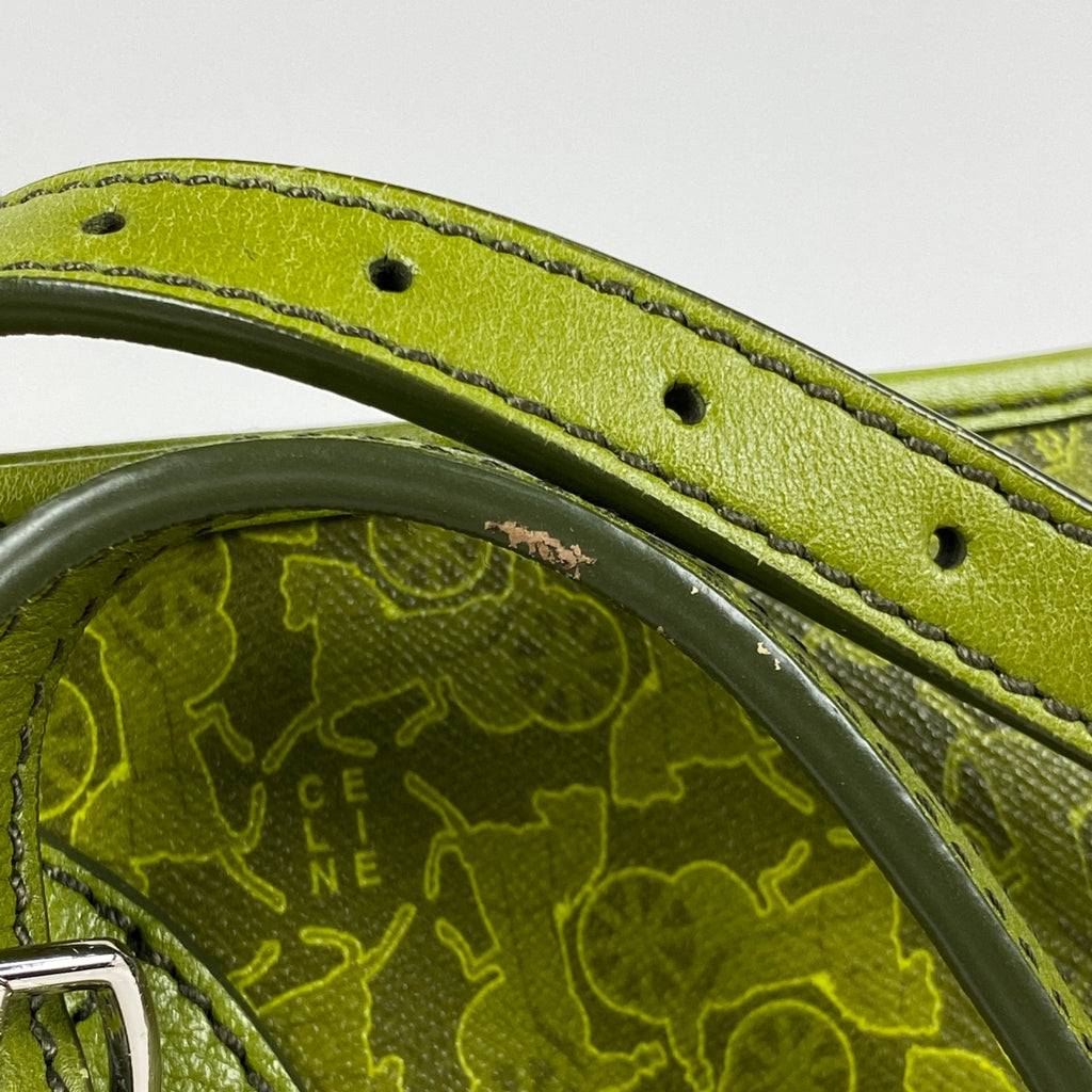 セリーヌ ロゴ トートバッグ 馬車柄 総柄 サルキー トートバッグ コーティングキャンバス グリーン レディース 【中古】brbag