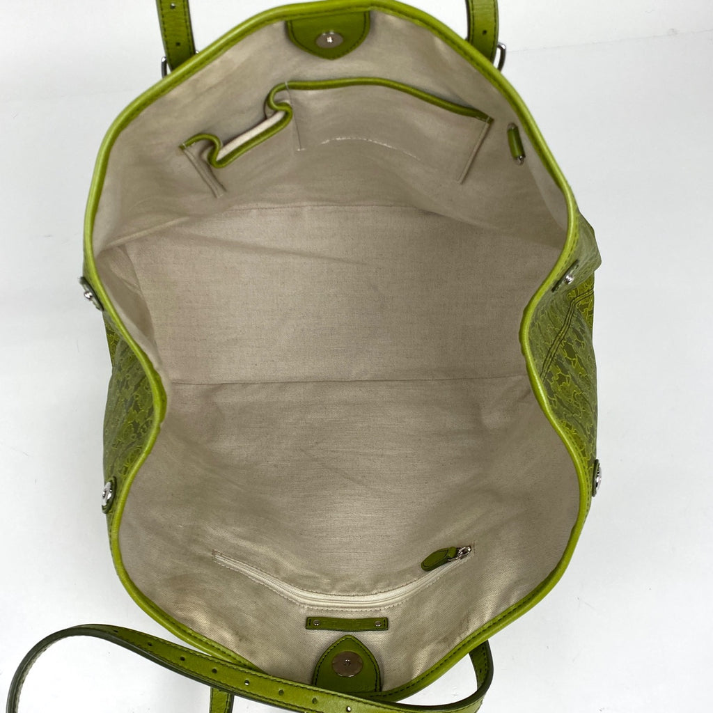 セリーヌ ロゴ トートバッグ 馬車柄 総柄 サルキー トートバッグ コーティングキャンバス グリーン レディース 【中古】brbag