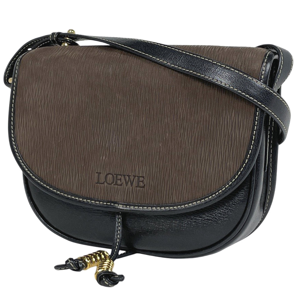 ロエベ ベラスケス ショルダーバッグ ロゴ ショルダーバッグ レザー ブラック ブラウン レディース 【中古】brbag