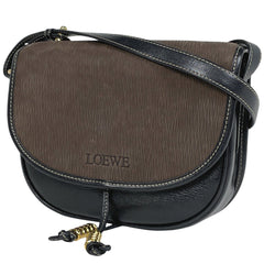 ロエベ ベラスケス ショルダーバッグ ロゴ ショルダーバッグ レザー ブラック ブラウン レディース 【中古】brbag