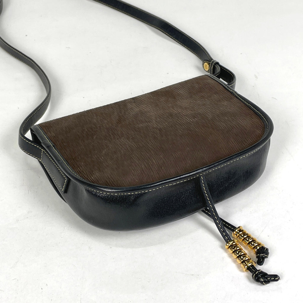 ロエベ ベラスケス ショルダーバッグ ロゴ ショルダーバッグ レザー ブラック ブラウン レディース 【中古】brbag