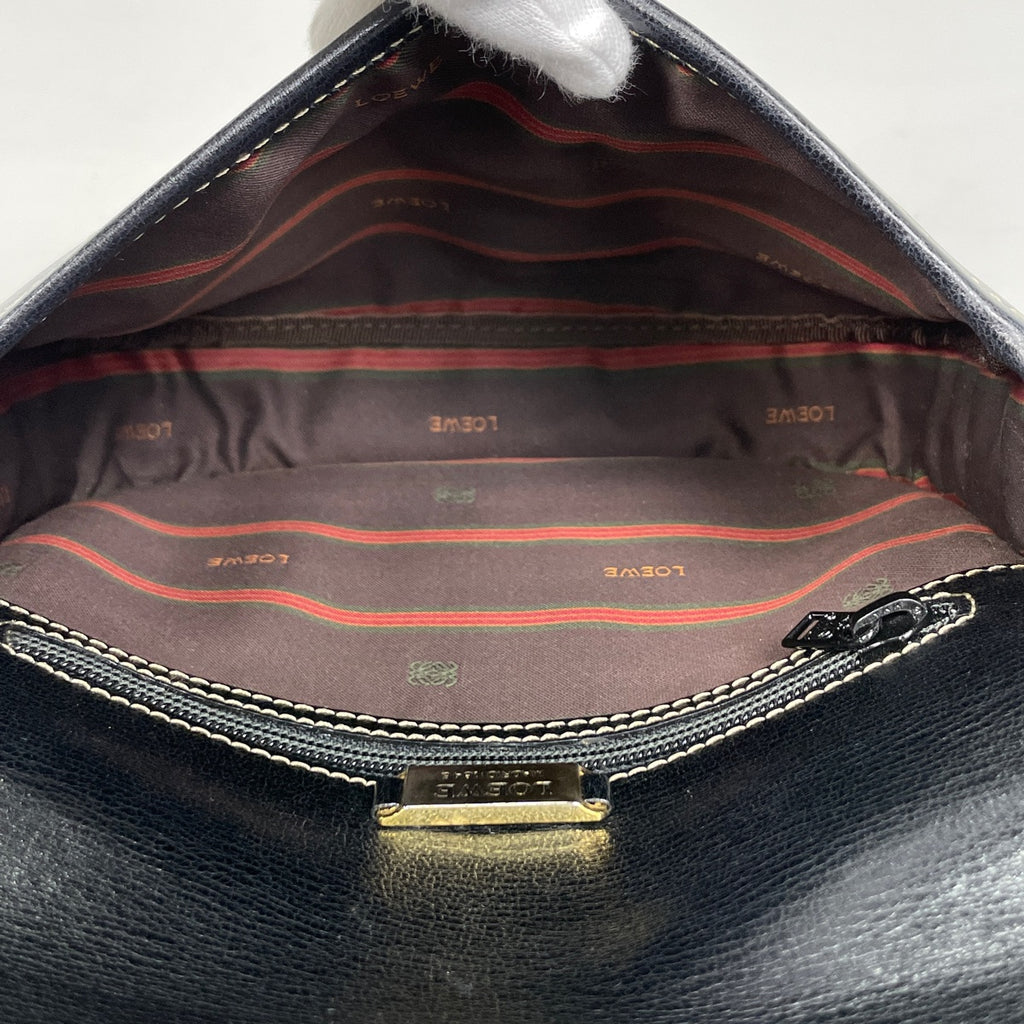 ロエベ ベラスケス ショルダーバッグ ロゴ ショルダーバッグ レザー ブラック ブラウン レディース 【中古】brbag