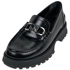 フェンディ オーロック ローファー 厚底 バックル 靴 ローファー レザー ブラック メンズ 【中古】brapp