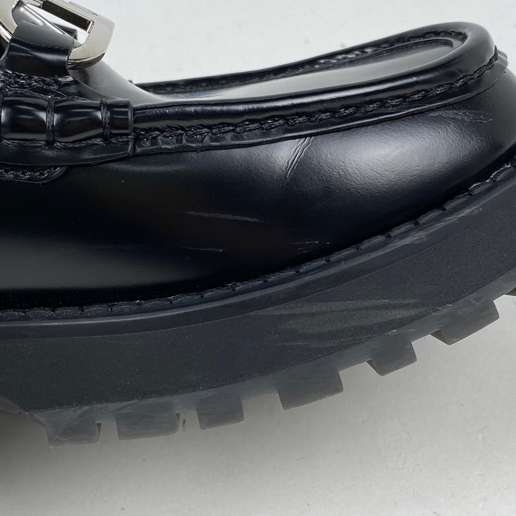 フェンディ オーロック ローファー 厚底 バックル 靴 ローファー レザー ブラック メンズ 【中古】brapp