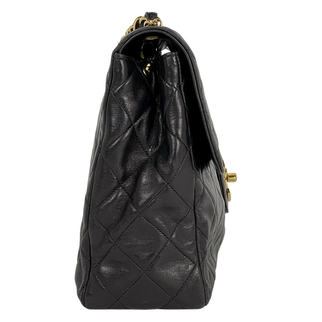 シャネル デカ マトラッセ シングルフラップ チェーン ショルダーバッグ ココマーク ショルダーバッグ レザー ブラック レディース 【中古】brbag