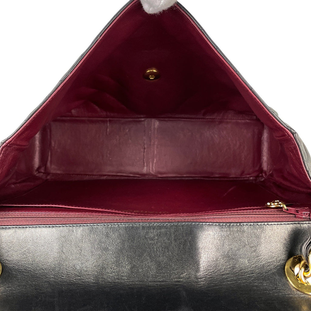 シャネル デカ マトラッセ シングルフラップ チェーン ショルダーバッグ ココマーク ショルダーバッグ レザー ブラック レディース 【中古】brbag