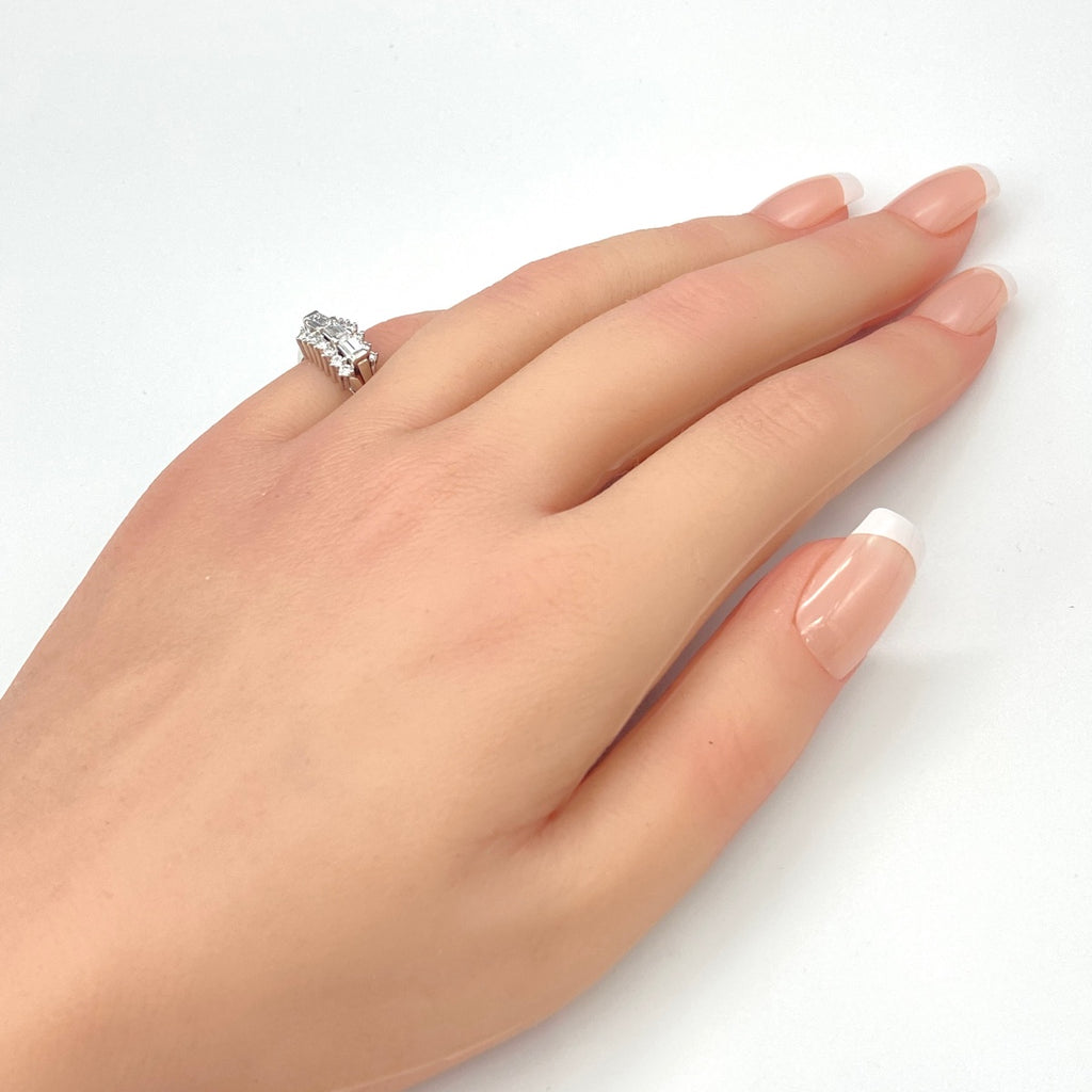 メレダイヤ デザインリング プラチナ 指輪 リング 10.5号 Pt900 ダイヤモンド レディース 【中古】nbjwl