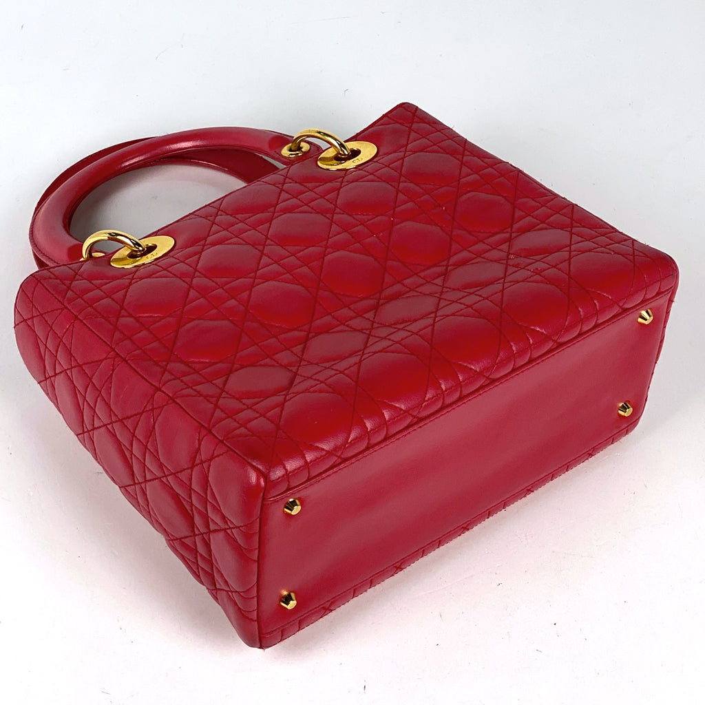 クリスチャンディオール レディディオール カナージュ ハンドバッグ レザー レッド レディース 【中古】brbag