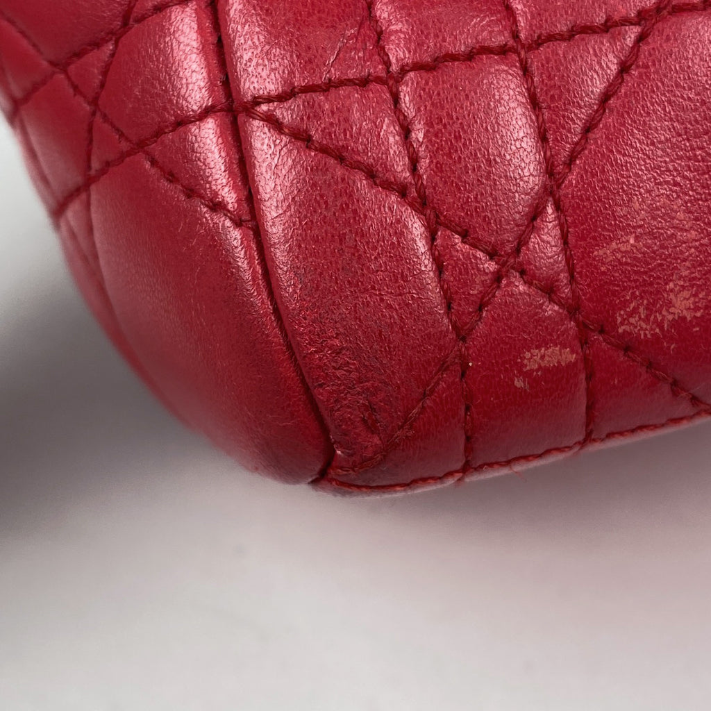 クリスチャンディオール レディディオール カナージュ ハンドバッグ レザー レッド レディース 【中古】brbag