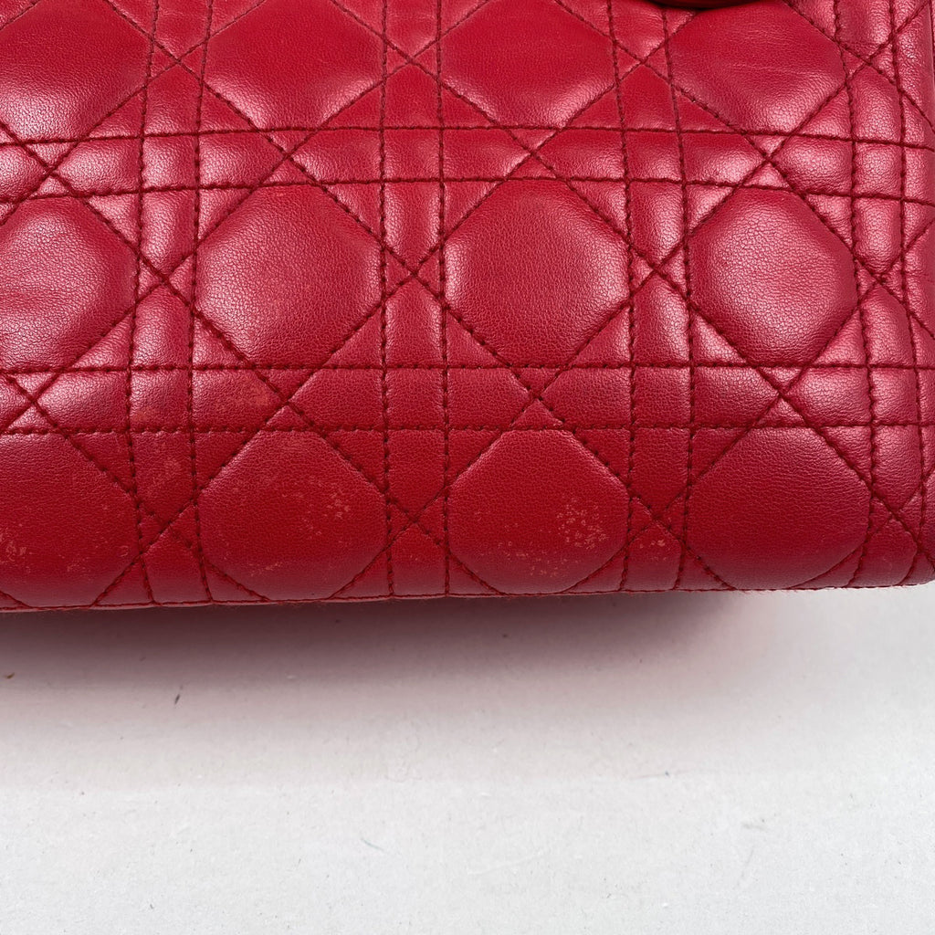 クリスチャンディオール レディディオール カナージュ ハンドバッグ レザー レッド レディース 【中古】brbag