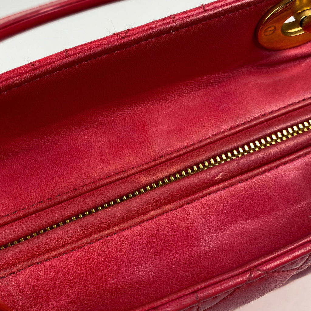 クリスチャンディオール レディディオール カナージュ ハンドバッグ レザー レッド レディース 【中古】brbag