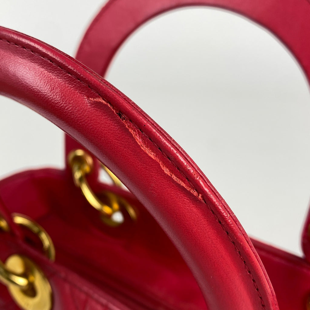 クリスチャンディオール レディディオール カナージュ ハンドバッグ レザー レッド レディース 【中古】brbag