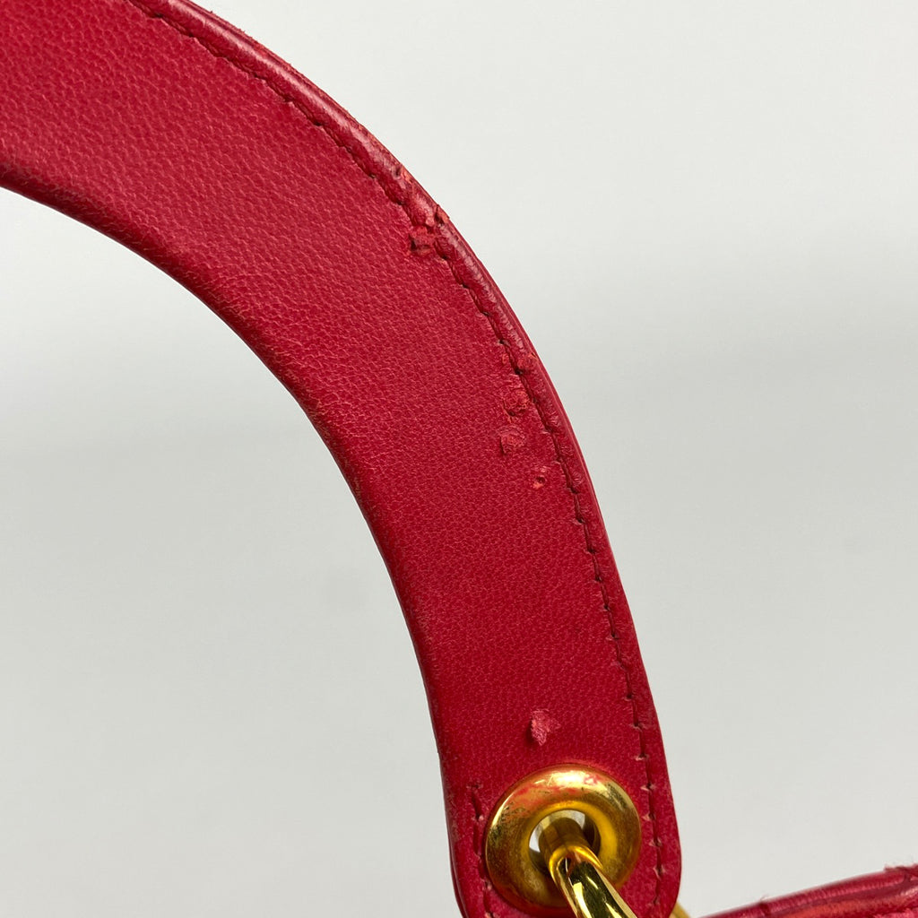 クリスチャンディオール レディディオール カナージュ ハンドバッグ レザー レッド レディース 【中古】brbag