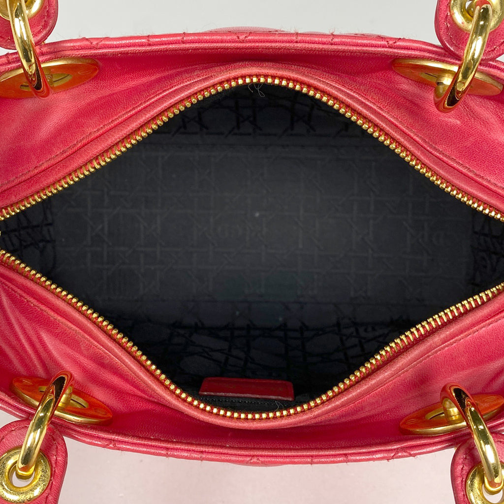 クリスチャンディオール レディディオール カナージュ ハンドバッグ レザー レッド レディース 【中古】brbag