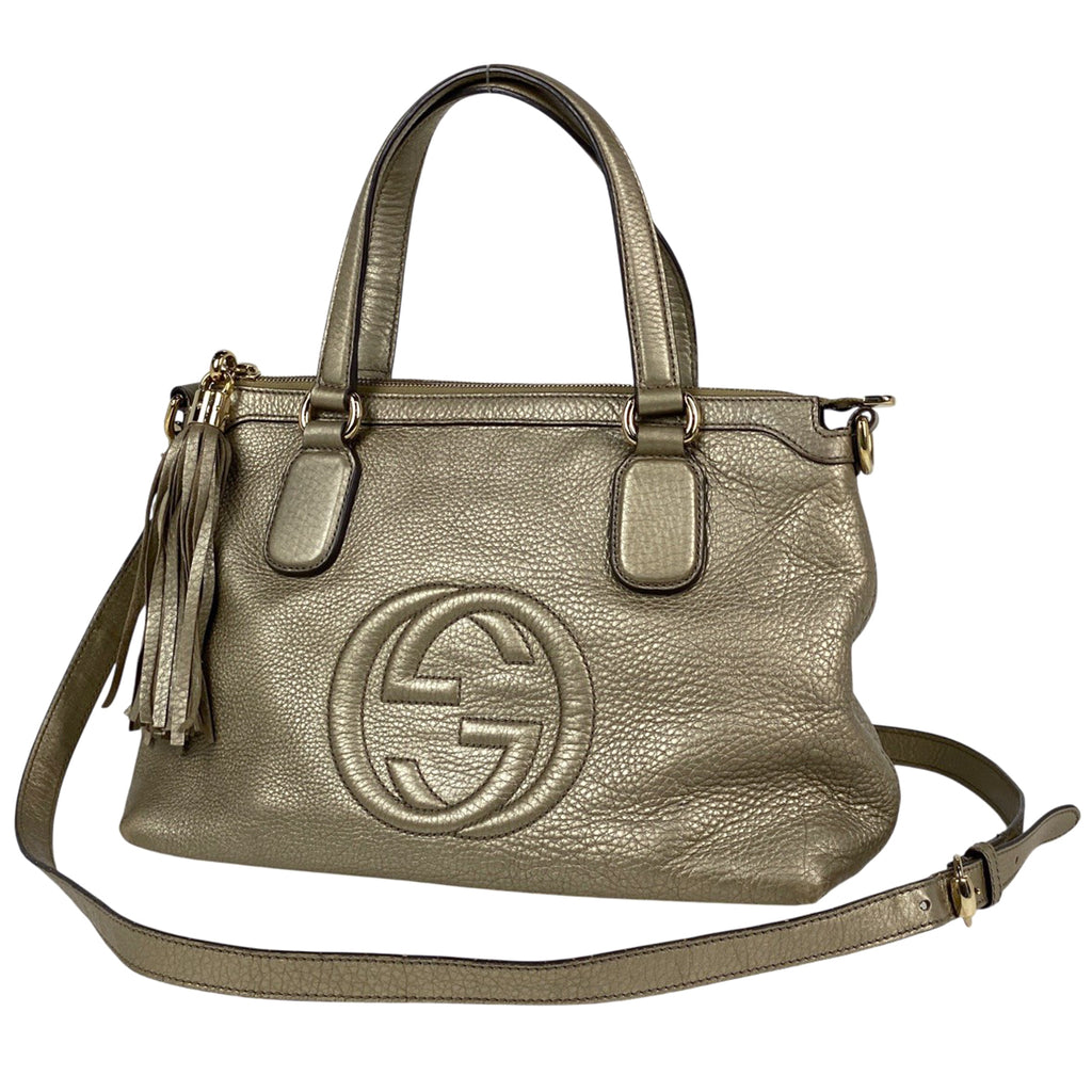 グッチ ソーホー ハンドバッグ 2WAY ショルダーバッグ フリンジ ハンドバッグ レザー ゴールド 308362 レディース 【中古】brbag