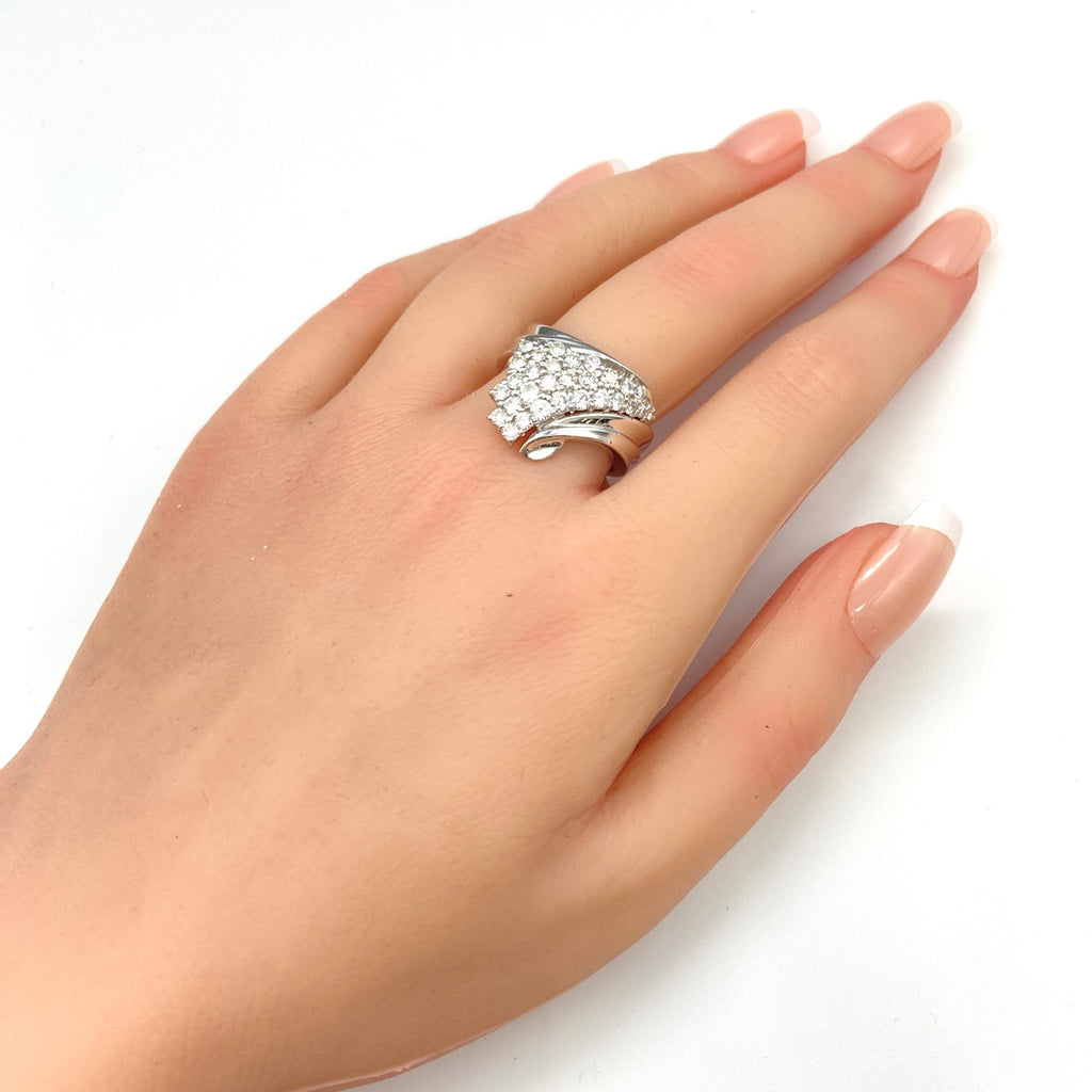 メレダイヤ デザインリング プラチナ 指輪 リング 16号 Pt900 ダイヤモンド レディース 【中古】nbjwl