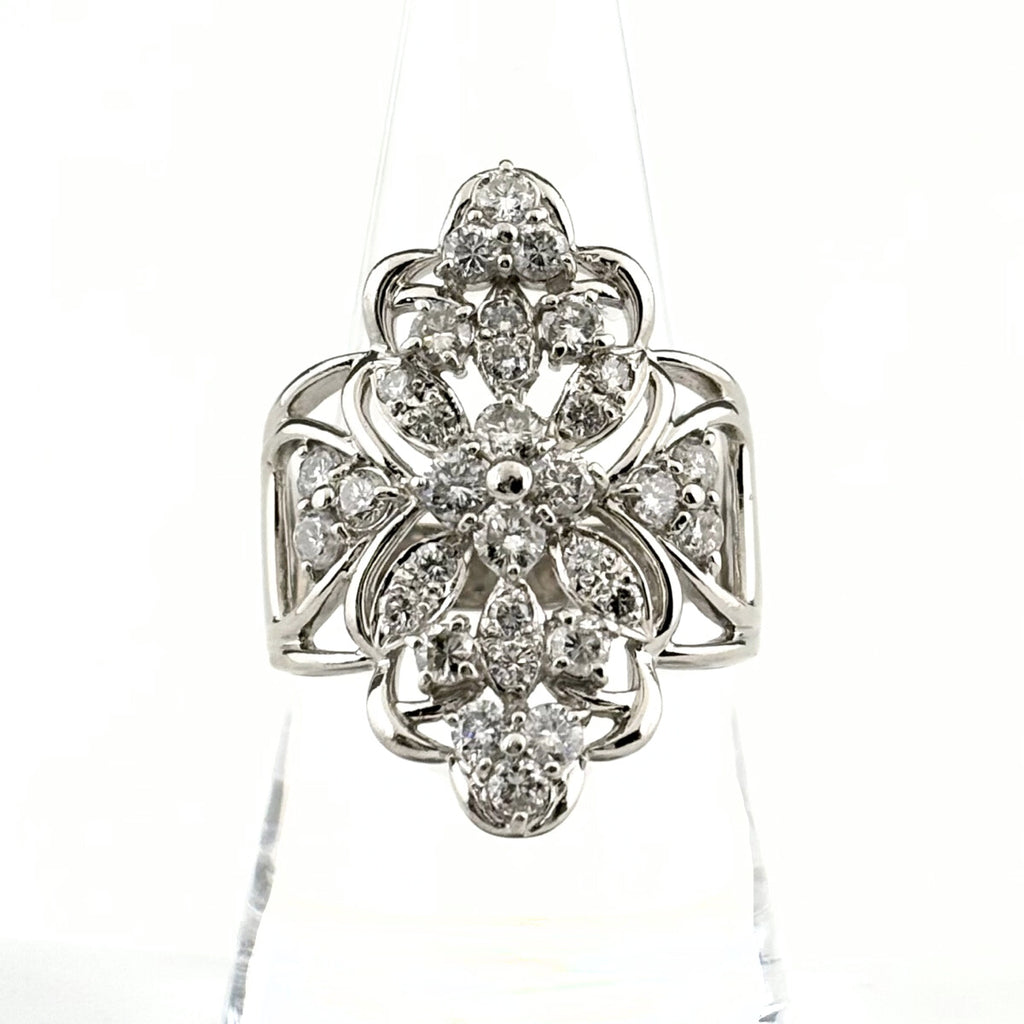 メレダイヤ デザインリング プラチナ 指輪 リング 19号 Pt900 ダイヤモンド メンズ 【中古】nbjwl