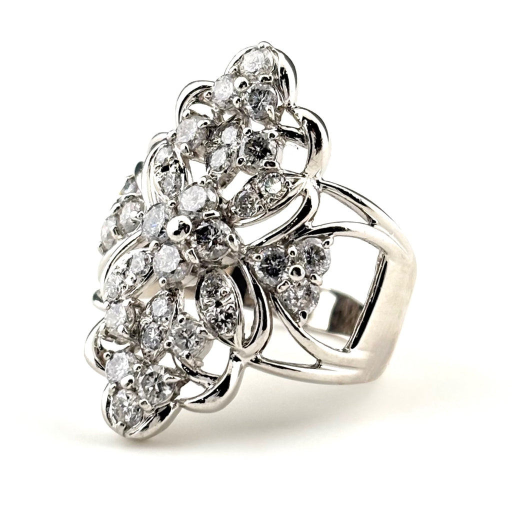 メレダイヤ デザインリング プラチナ 指輪 リング 19号 Pt900 ダイヤモンド メンズ 【中古】nbjwl