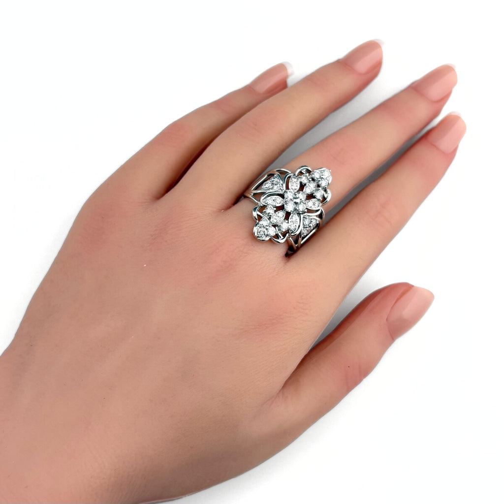 メレダイヤ デザインリング プラチナ 指輪 リング 19号 Pt900 ダイヤモンド メンズ 【中古】nbjwl